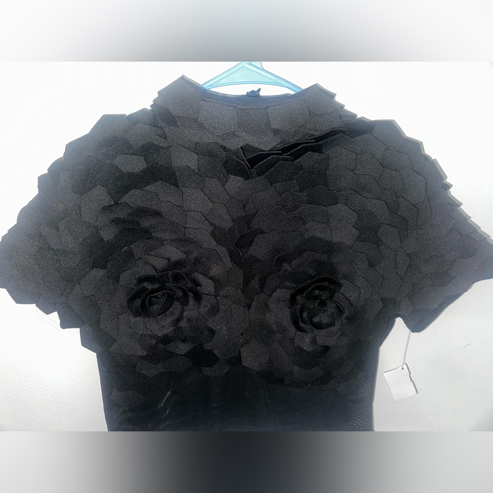 AKIRA IN BLOOM SHORT TEXTURED SLEEVE TOP